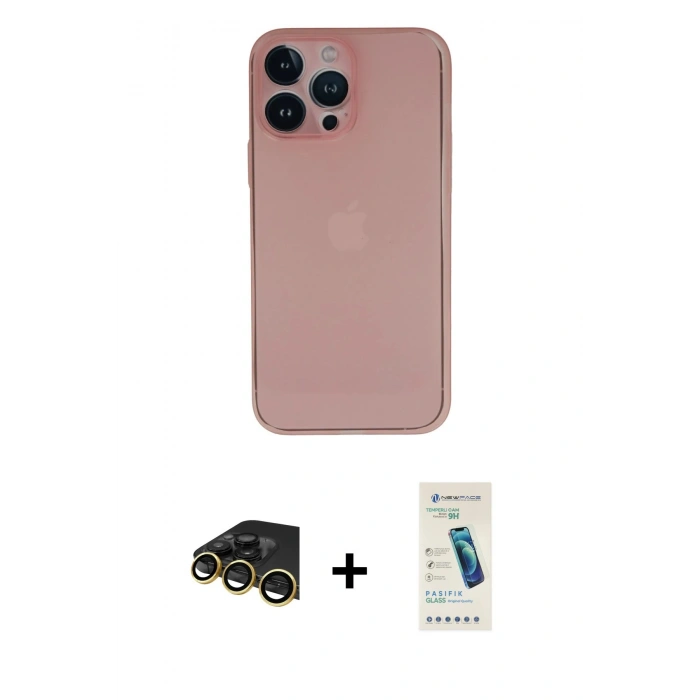 MARSİLYAN™- iPhone 13 Pro Max Kılıf Yadigar Yansıma Serisi - Şeffaf Pasifik Cam Ekran Koruyucu + Raze Metal Kamera Lens - GD
