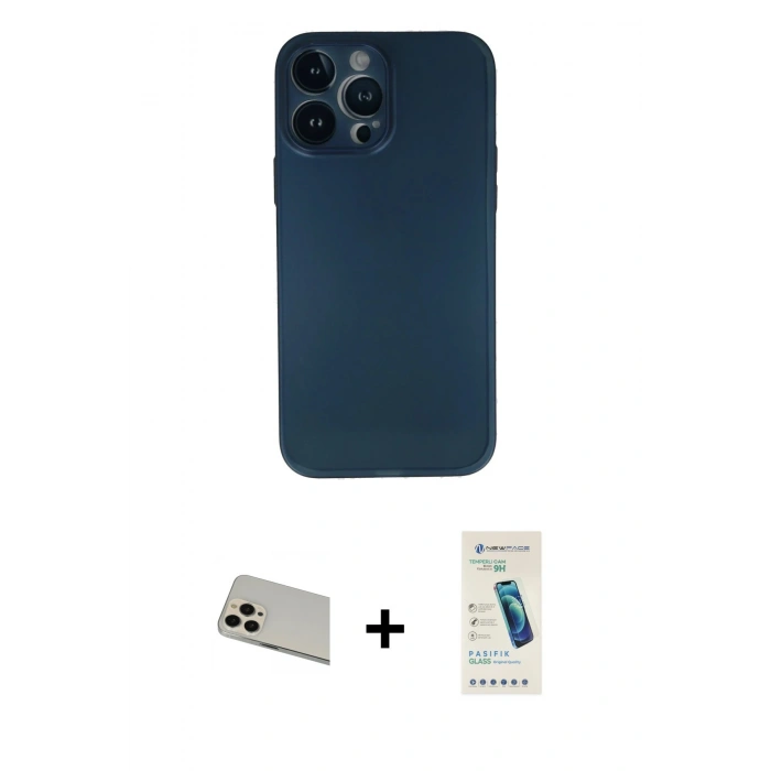 MARSİLYAN™- iPhone 13 Pro Max Kılıf Yadigar Yansıma Serisi - Şeffaf Pasifik Cam Ekran Koruyucu + Rainbow Kamera Lens Koruma Cam - REGD
