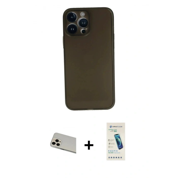 MARSİLYAN™- iPhone 13 Pro Max Kılıf Yadigar Yansıma Serisi - Şeffaf Pasifik Cam Ekran Koruyucu + Rainbow Kamera Lens Koruma Cam - REGD