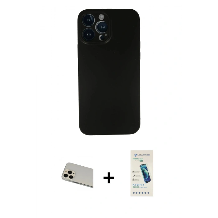 MARSİLYAN™- iPhone 13 Pro Max Kılıf Yadigar Yansıma Serisi - Şeffaf Pasifik Cam Ekran Koruyucu + Rainbow Kamera Lens Koruma Cam - REGD