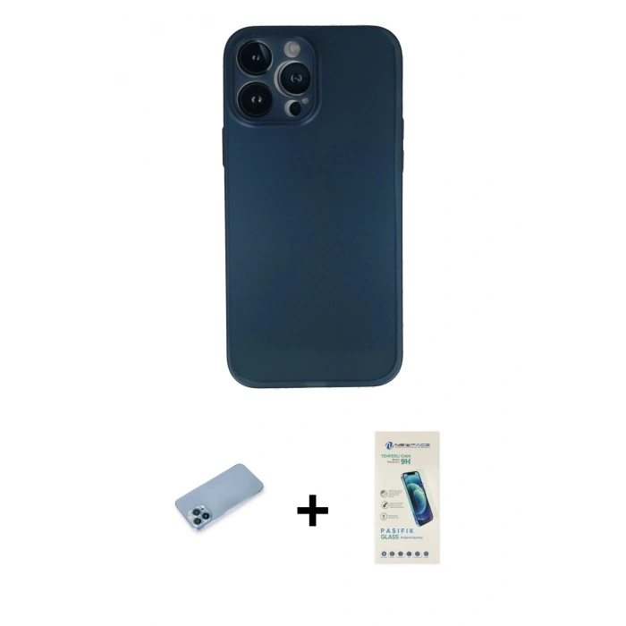 MARSİLYAN™- iPhone 13 Pro Max Kılıf Yadigar Yansıma Serisi - Şeffaf Pasifik Cam Ekran Koruyucu + Shine Kamera Lens Koruma Cam - MI