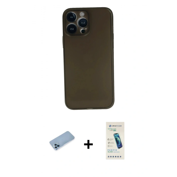 MARSİLYAN™- iPhone 13 Pro Max Kılıf Yadigar Yansıma Serisi - Şeffaf Pasifik Cam Ekran Koruyucu + Shine Kamera Lens Koruma Cam - MI