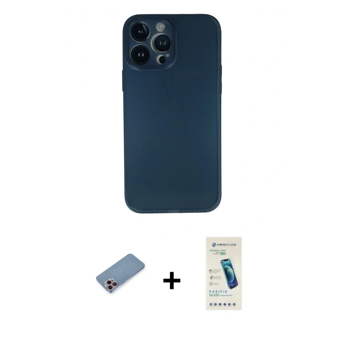MARSİLYAN™- iPhone 13 Pro Max Kılıf Yadigar Yansıma Serisi - Şeffaf Pasifik Cam Ekran Koruyucu + Shine Kamera Lens Koruma Cam - PE