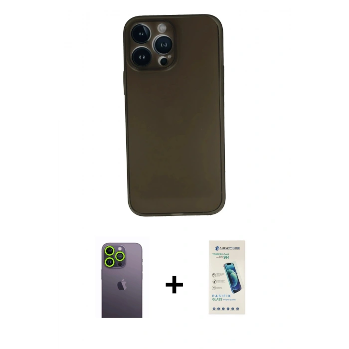MARSİLYAN™- iPhone 13 Pro Max Kılıf Yadigar Yansıma Serisi - Şeffaf Pasifik Cam Ekran Koruyucu + Neon Fosforlu Kamera Lens - YL