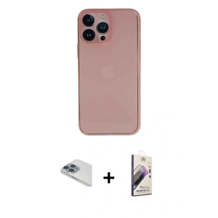 MARSİLYAN™- iPhone 13 Pro Max Kılıf Yadigar Yansıma Serisi - Siyah Bilvis 3D Mat Cam Ekran Koruyucu + Pers Alüminyum Kamera Lens - SABE