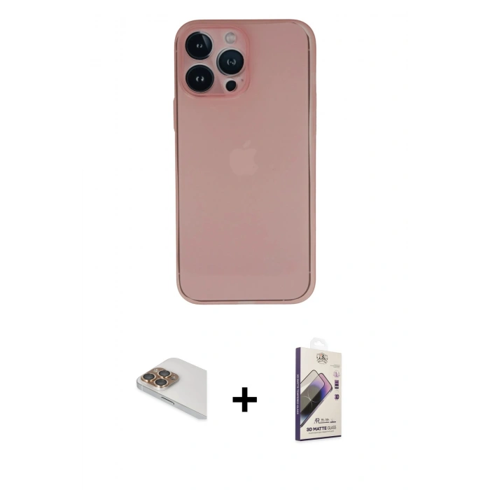 MARSİLYAN™- iPhone 13 Pro Max Kılıf Yadigar Yansıma Serisi - Siyah Bilvis 3D Mat Cam Ekran Koruyucu + Pers Alüminyum Kamera Lens - GD