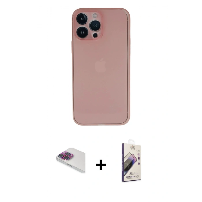 MARSİLYAN™- iPhone 13 Pro Max Kılıf Yadigar Yansıma Serisi - Siyah Bilvis 3D Mat Cam Ekran Koruyucu + Pers Alüminyum Kamera Lens - GI