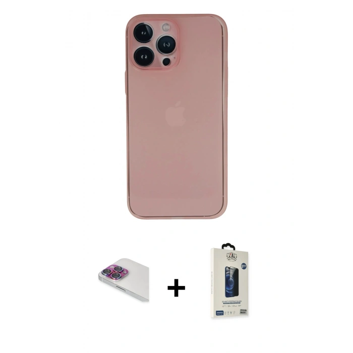 MARSİLYAN™- iPhone 13 Pro Max Kılıf Yadigar Yansıma Serisi - Siyah Bilvis Hayalet Cam Ekran Koruyucu + Pers Alüminyum Kamera Lens - GI