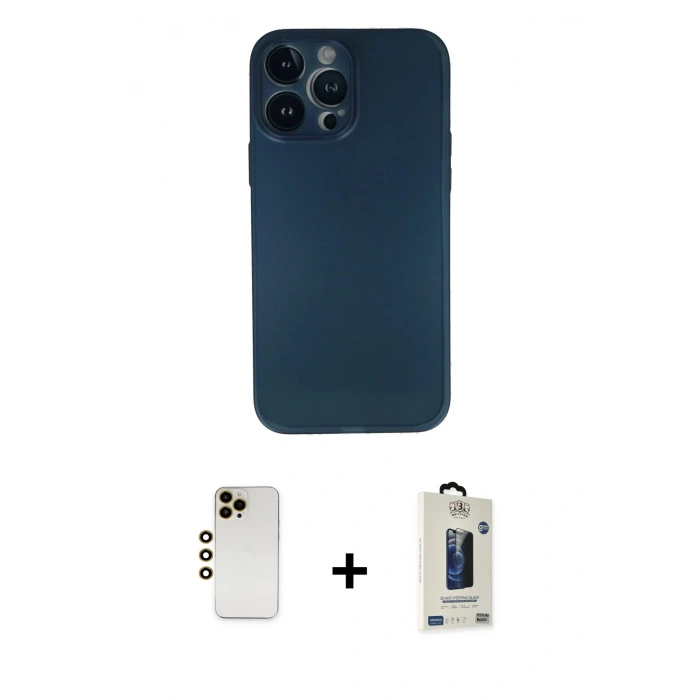 MARSİLYAN™- iPhone 13 Pro Max Kılıf Yadigar Yansıma Serisi - Siyah Bilvis Hayalet Cam Ekran Koruyucu + Shine Kamera Lens - GD