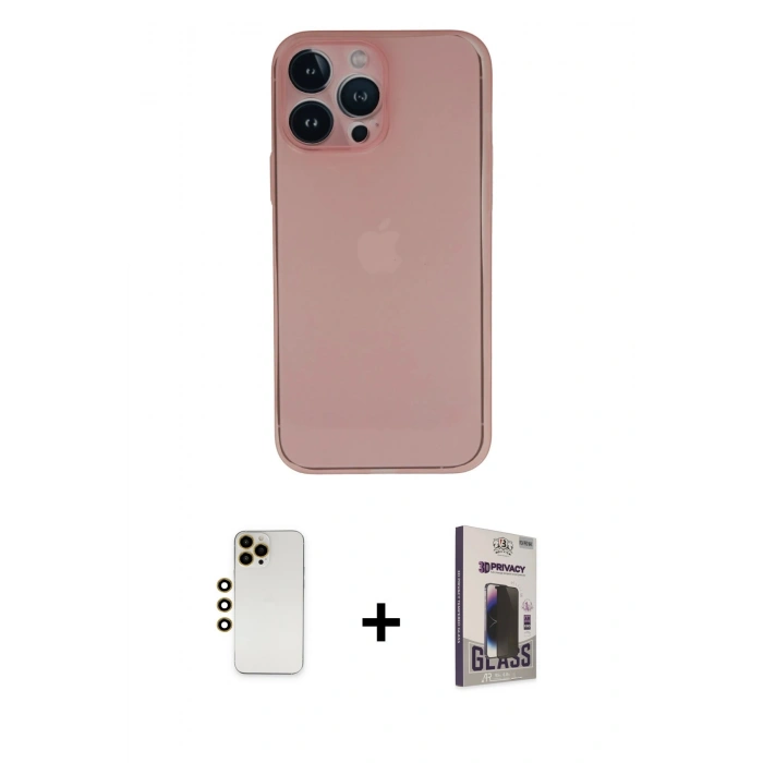 MARSİLYAN™- iPhone 13 Pro Max Kılıf Yadigar Yansıma Serisi - Siyah Bilvis Hayalet Cam Ekran Koruyucu + Shine Kamera Lens - GD