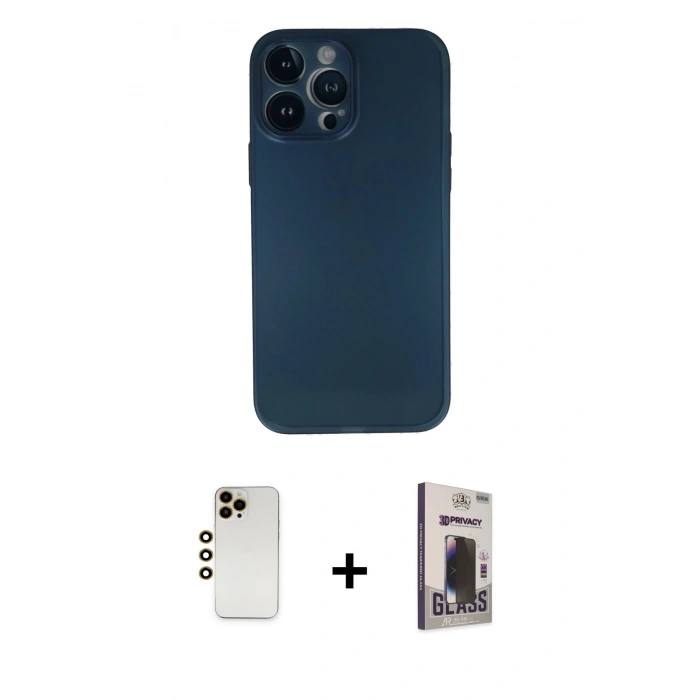 MARSİLYAN™- iPhone 13 Pro Max Kılıf Yadigar Yansıma Serisi - Siyah Bilvis Hayalet Cam Ekran Koruyucu + Shine Kamera Lens - GD