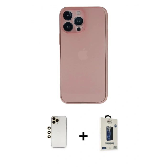 MARSİLYAN™- iPhone 13 Pro Max Kılıf Yadigar Yansıma Serisi - Siyah Bilvis Hayalet Cam Ekran Koruyucu + Shine Kamera Lens - GD