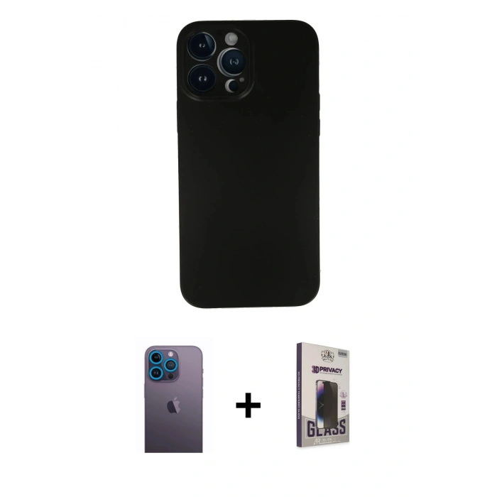 MARSİLYAN™- iPhone 13 Pro Max Kılıf Yadigar Yansıma Serisi - Siyah Bilvis Hayalet Cam Ekran Koruyucu + Neon Fosforlu Kamera Lens - MI
