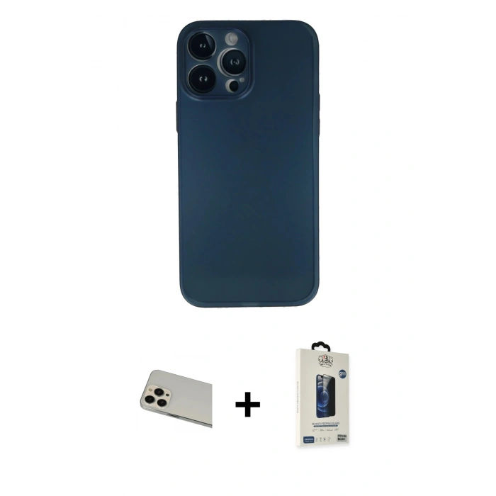 MARSİLYAN™- iPhone 13 Pro Max Kılıf Yadigar Yansıma Serisi - Siyah Bilvis Hayalet Cam Ekran Koruyucu + Rainbow Kamera Lens Koruma Cam - REGD