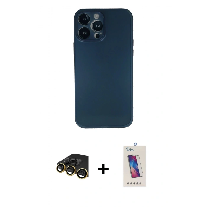 MARSİLYAN™- iPhone 13 Pro Max Kılıf Yadigar Yansıma Serisi - Siyah Joko 5D Cam + Raze Metal Kamera Lens - GD