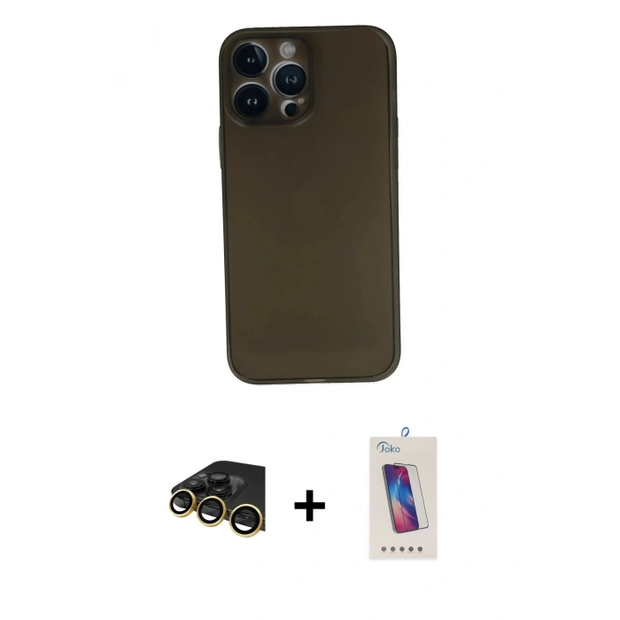 MARSİLYAN™- iPhone 13 Pro Max Kılıf Yadigar Yansıma Serisi - Siyah Joko 5D Cam + Raze Metal Kamera Lens - GD
