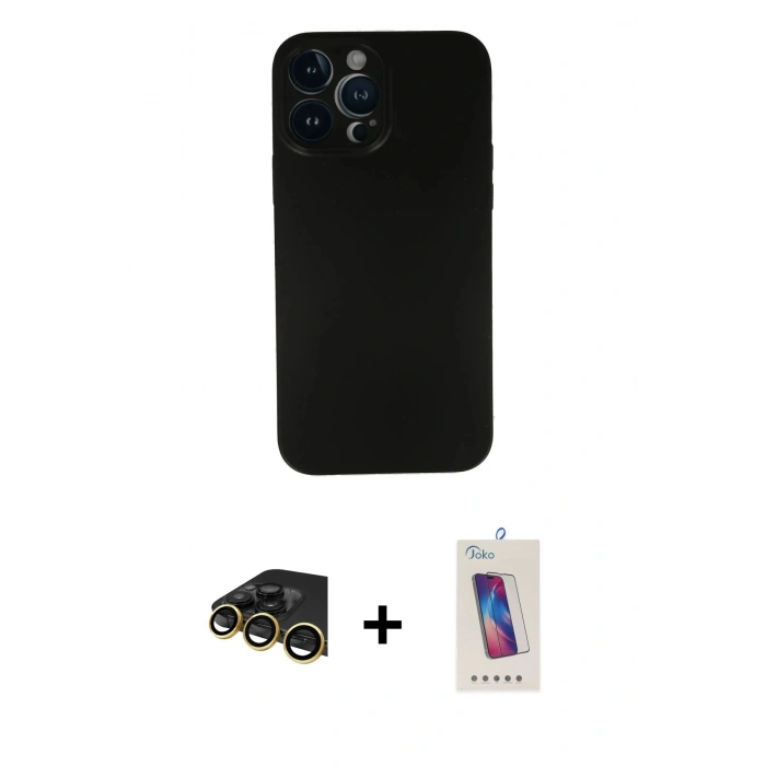 MARSİLYAN™- iPhone 13 Pro Max Kılıf Yadigar Yansıma Serisi - Siyah Joko 5D Cam + Raze Metal Kamera Lens - GD