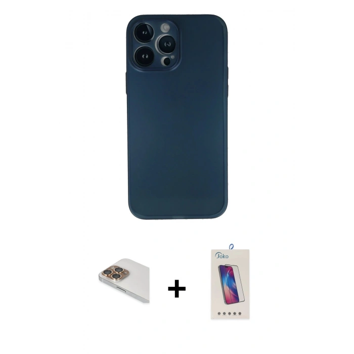 MARSİLYAN™- iPhone 13 Pro Max Kılıf Yadigar Yansıma Serisi - Siyah Joko 5D Cam + Pers Alüminyum Kamera Lens - GD