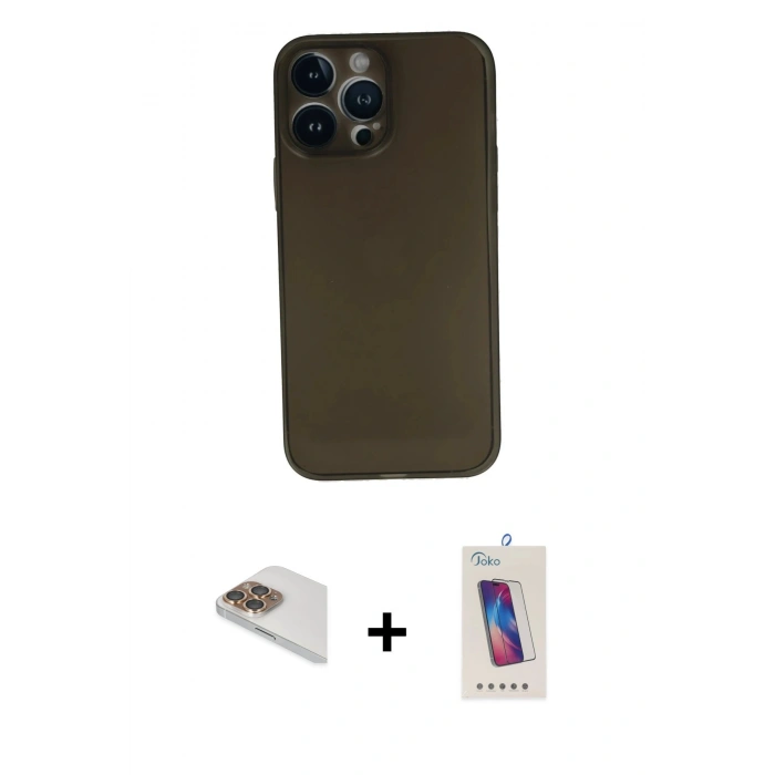 MARSİLYAN™- iPhone 13 Pro Max Kılıf Yadigar Yansıma Serisi - Siyah Joko 5D Cam + Pers Alüminyum Kamera Lens - GD