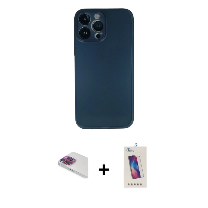 MARSİLYAN™- iPhone 13 Pro Max Kılıf Yadigar Yansıma Serisi - Siyah Joko 5D Cam + Pers Alüminyum Kamera Lens - GI