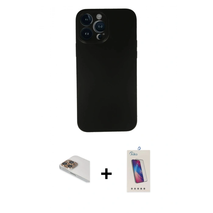 MARSİLYAN™- iPhone 13 Pro Max Kılıf Yadigar Yansıma Serisi - Siyah Joko 5D Cam + Pers Alüminyum Kamera Lens - GD