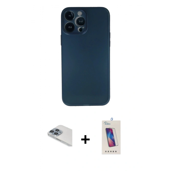 MARSİLYAN™- iPhone 13 Pro Max Kılıf Yadigar Yansıma Serisi - Siyah Joko 5D Cam + Pers Alüminyum Kamera Lens - SABE
