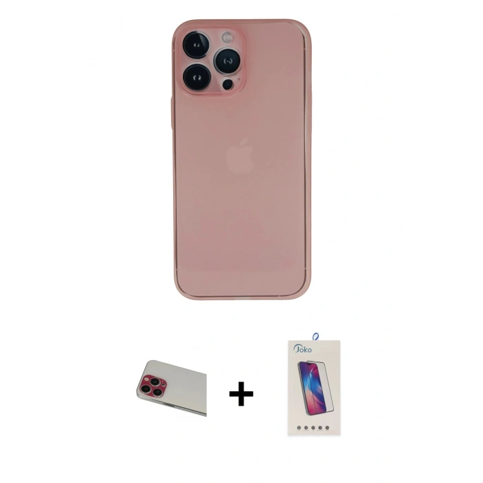 MARSİLYAN™- iPhone 13 Pro Max Kılıf Yadigar Yansıma Serisi - Siyah Joko 5D Cam + Rainbow Kamera Lens Koruma Cam - KI