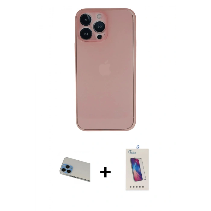 MARSİLYAN™- iPhone 13 Pro Max Kılıf Yadigar Yansıma Serisi - Siyah Joko 5D Cam + Rainbow Kamera Lens Koruma Cam - MI
