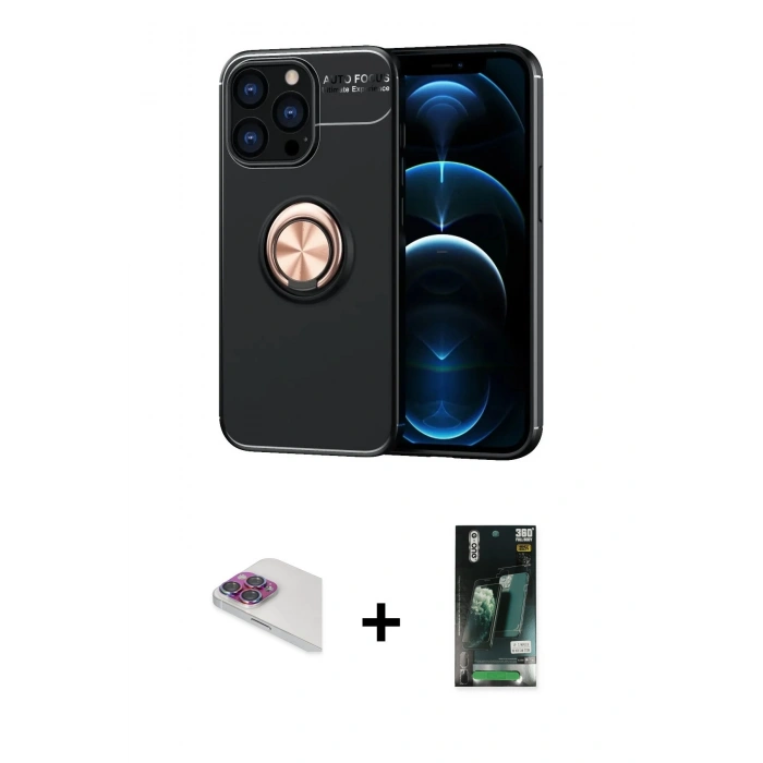 MARSİLYAN™- iPhone 13 Pro Max Kılıf Yankı Form Prime - Şeffaf 360 Full Body Arka Koruyucu + Pers Alüminyum Kamera Lens - GI