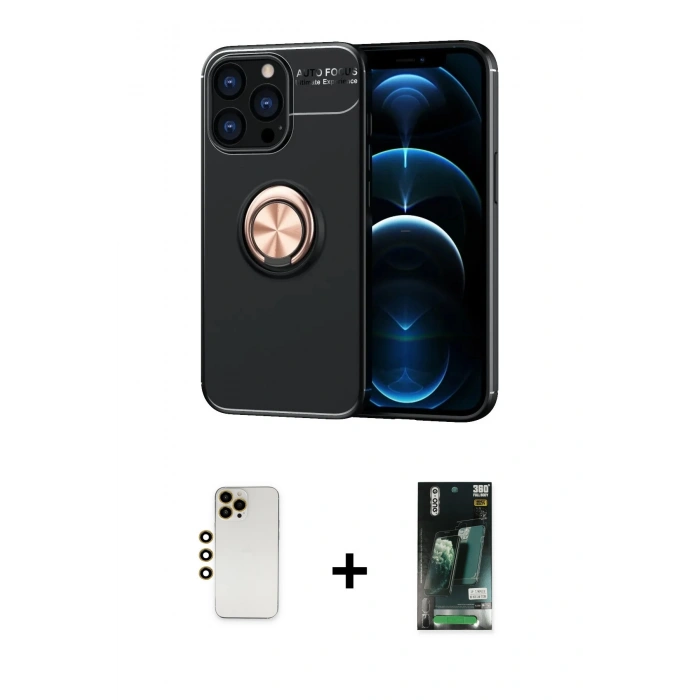 MARSİLYAN™- iPhone 13 Pro Max Kılıf Yankı Form Prime - Şeffaf 360 Full Body Arka Koruyucu + Shine Kamera Lens - GD