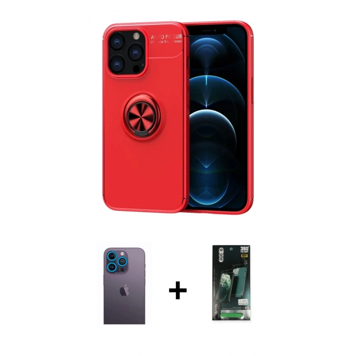 MARSİLYAN™- iPhone 13 Pro Max Kılıf Yankı Form Prime - Şeffaf 360 Full Body Arka Koruyucu + Neon Fosforlu Kamera Lens - MI