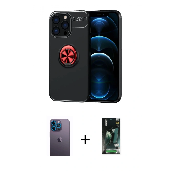 MARSİLYAN™- iPhone 13 Pro Max Kılıf Yankı Form Prime - Şeffaf 360 Full Body Arka Koruyucu + Neon Fosforlu Kamera Lens - MI