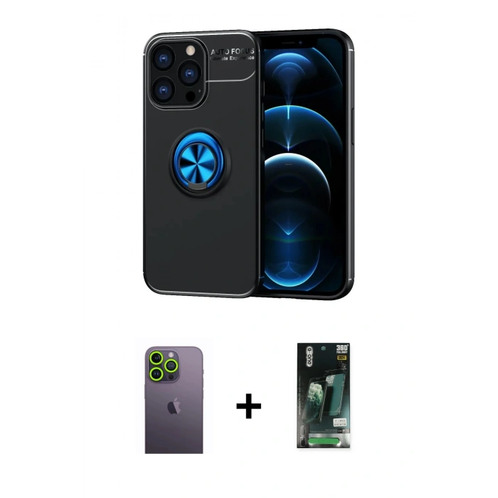 MARSİLYAN™- iPhone 13 Pro Max Kılıf Yankı Form Prime - Şeffaf 360 Full Body Arka Koruyucu + Neon Fosforlu Kamera Lens - YL