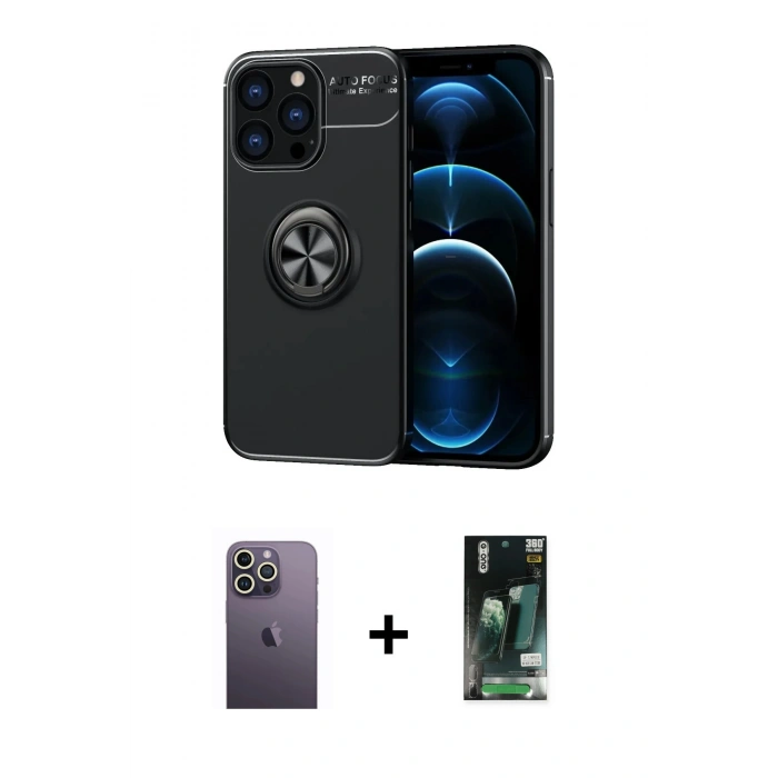 MARSİLYAN™- iPhone 13 Pro Max Kılıf Yankı Form Prime - Şeffaf 360 Full Body Arka Koruyucu + Neon Fosforlu Kamera Lens - BZ