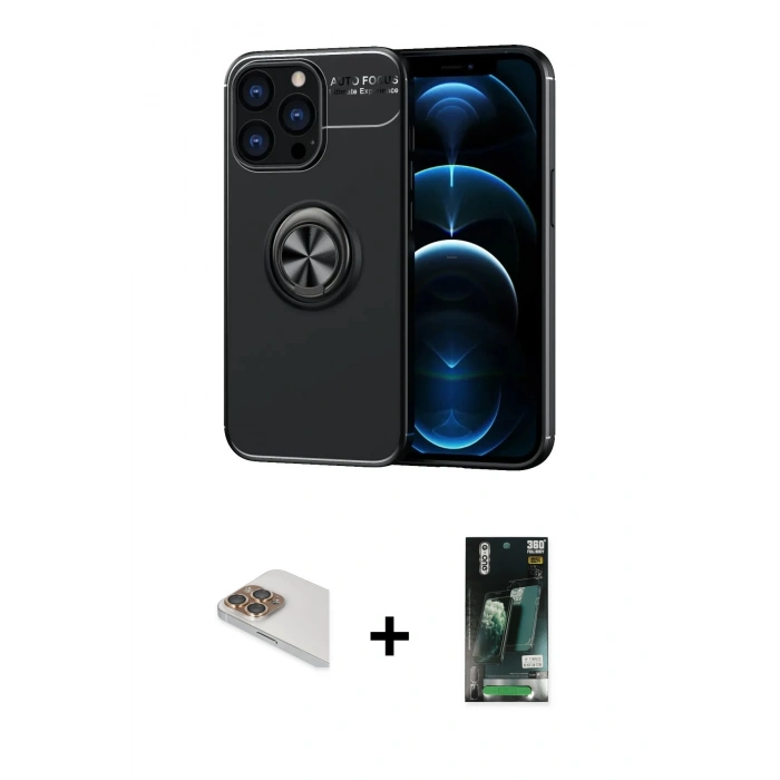 MARSİLYAN™- iPhone 13 Pro Max Kılıf Yankı Form Prime - Şeffaf 360 Full Body Arka Koruyucu + Pers Alüminyum Kamera Lens - GD