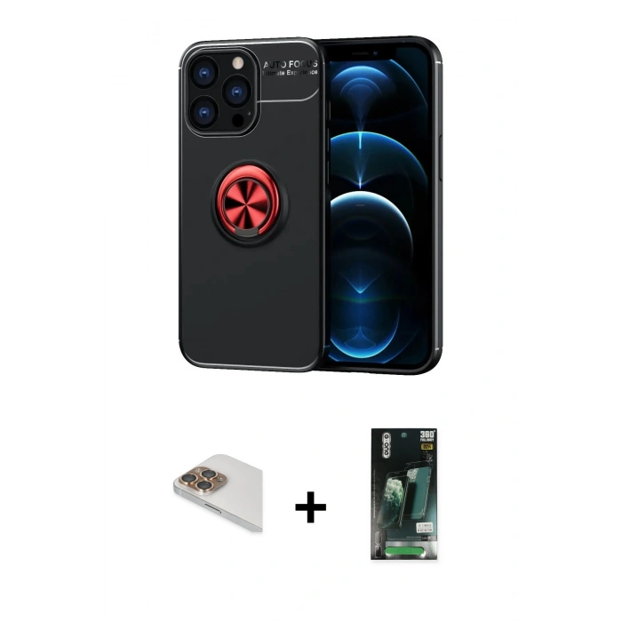 MARSİLYAN™- iPhone 13 Pro Max Kılıf Yankı Form Prime - Şeffaf 360 Full Body Arka Koruyucu + Pers Alüminyum Kamera Lens - GD
