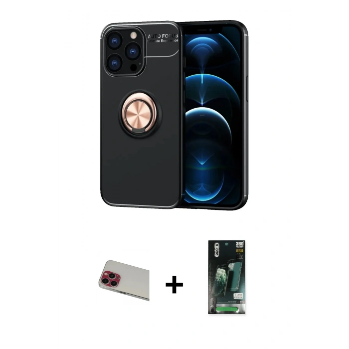 MARSİLYAN™- iPhone 13 Pro Max Kılıf Yankı Form Prime - Şeffaf 360 Full Body Arka Koruyucu + Rainbow Kamera Lens Koruma Cam - KI