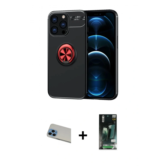 MARSİLYAN™- iPhone 13 Pro Max Kılıf Yankı Form Prime - Şeffaf 360 Full Body Arka Koruyucu + Rainbow Kamera Lens Koruma Cam - MI