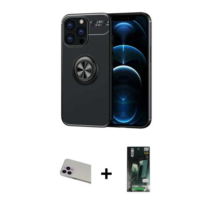 MARSİLYAN™- iPhone 13 Pro Max Kılıf Yankı Form Prime - Şeffaf 360 Full Body Arka Koruyucu + Rainbow Kamera Lens Koruma Cam - MR