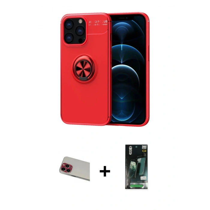 MARSİLYAN™- iPhone 13 Pro Max Kılıf Yankı Form Prime - Şeffaf 360 Full Body Arka Koruyucu + Rainbow Kamera Lens Koruma Cam - KI