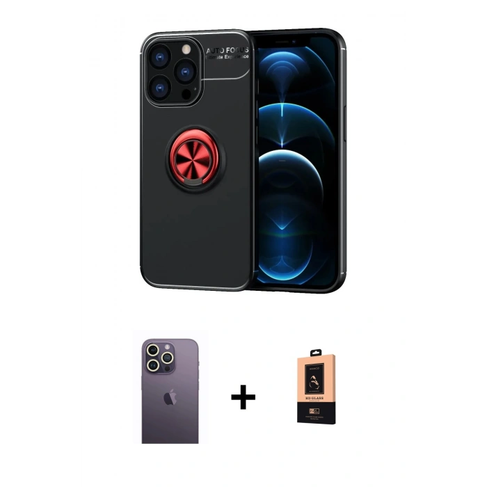 MARSİLYAN™- iPhone 13 Pro Max Kılıf Yankı Form Prime - Şeffaf Maxco Cam Ekran Koruyucu + Neon Fosforlu Kamera Lens - BZ