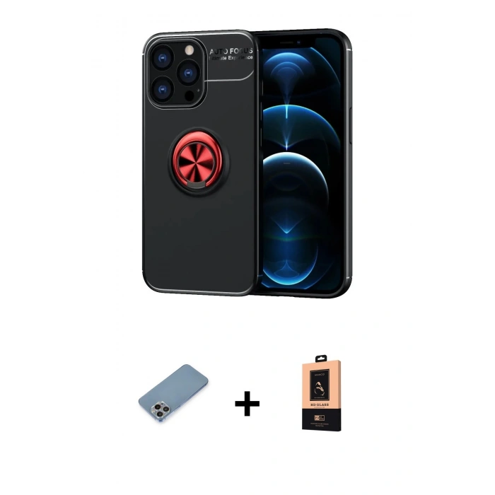 MARSİLYAN™- iPhone 13 Pro Max Kılıf Yankı Form Prime - Şeffaf Maxco Cam Ekran Koruyucu + Shine Kamera Lens Koruma Cam - GI