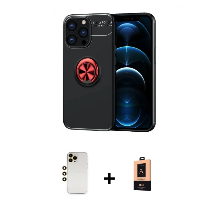 MARSİLYAN™- iPhone 13 Pro Max Kılıf Yankı Form Prime - Şeffaf Maxco Cam Ekran Koruyucu + Shine Kamera Lens - GD