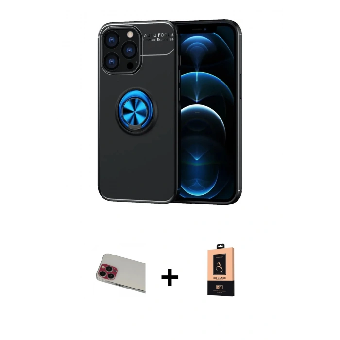 MARSİLYAN™- iPhone 13 Pro Max Kılıf Yankı Form Prime - Şeffaf Maxco Cam Ekran Koruyucu + Rainbow Kamera Lens Koruma Cam - KI