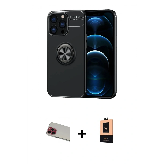 MARSİLYAN™- iPhone 13 Pro Max Kılıf Yankı Form Prime - Şeffaf Maxco Cam Ekran Koruyucu + Rainbow Kamera Lens Koruma Cam - KI