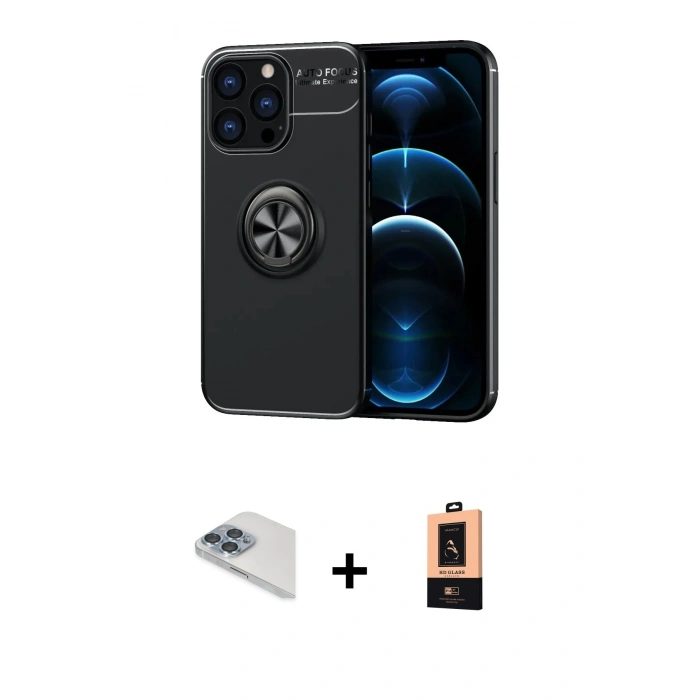 MARSİLYAN™- iPhone 13 Pro Max Kılıf Yankı Form Prime - Şeffaf Maxco Cam Ekran Koruyucu + Pers Alüminyum Kamera Lens - SABE