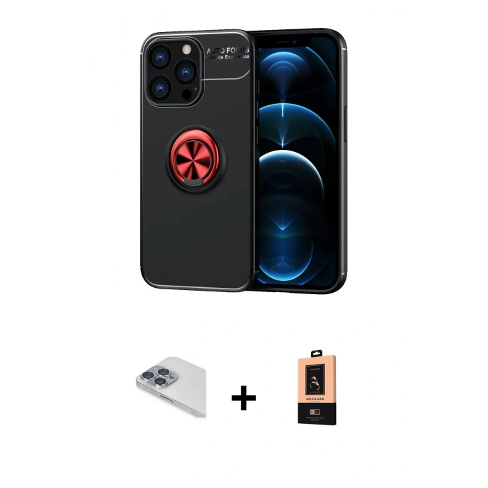 MARSİLYAN™- iPhone 13 Pro Max Kılıf Yankı Form Prime - Şeffaf Maxco Cam Ekran Koruyucu + Pers Alüminyum Kamera Lens - SABE