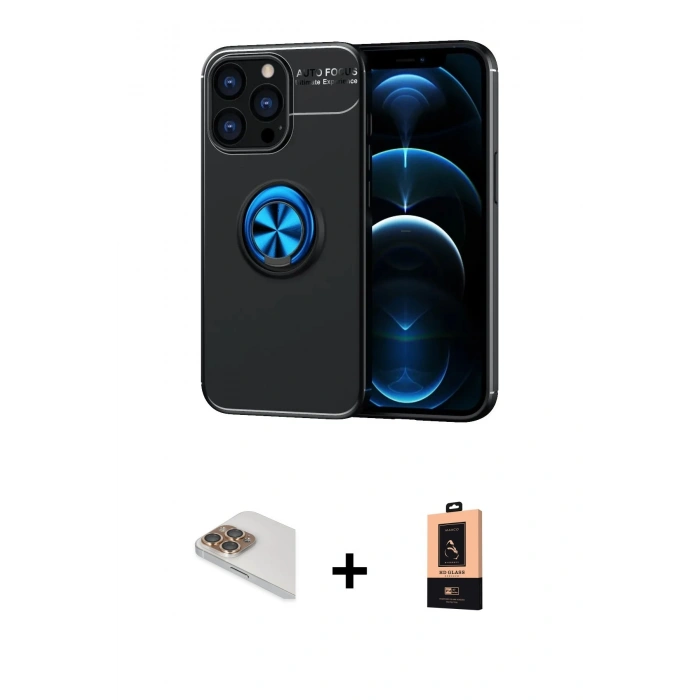 MARSİLYAN™- iPhone 13 Pro Max Kılıf Yankı Form Prime - Şeffaf Maxco Cam Ekran Koruyucu + Pers Alüminyum Kamera Lens - GD