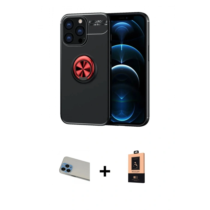 MARSİLYAN™- iPhone 13 Pro Max Kılıf Yankı Form Prime - Şeffaf Maxco Cam Ekran Koruyucu + Rainbow Kamera Lens Koruma Cam - MI