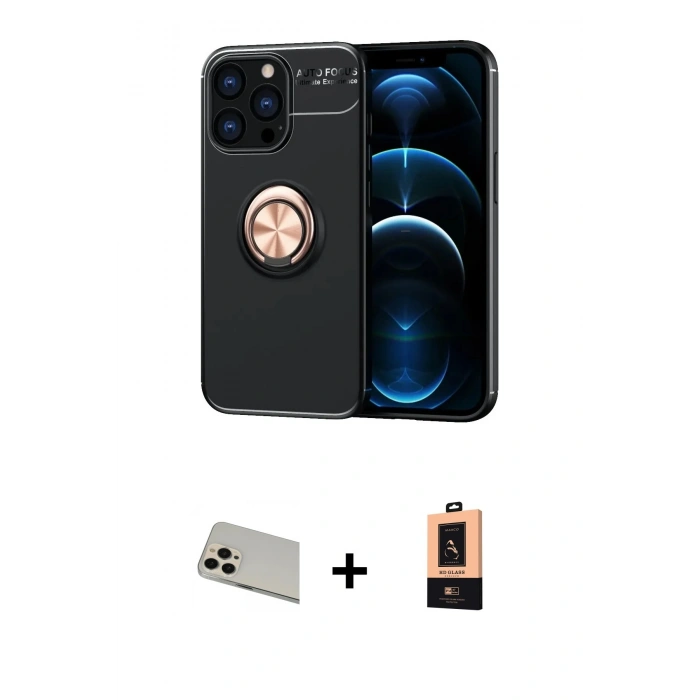 MARSİLYAN™- iPhone 13 Pro Max Kılıf Yankı Form Prime - Şeffaf Maxco Cam Ekran Koruyucu + Rainbow Kamera Lens Koruma Cam - REGD